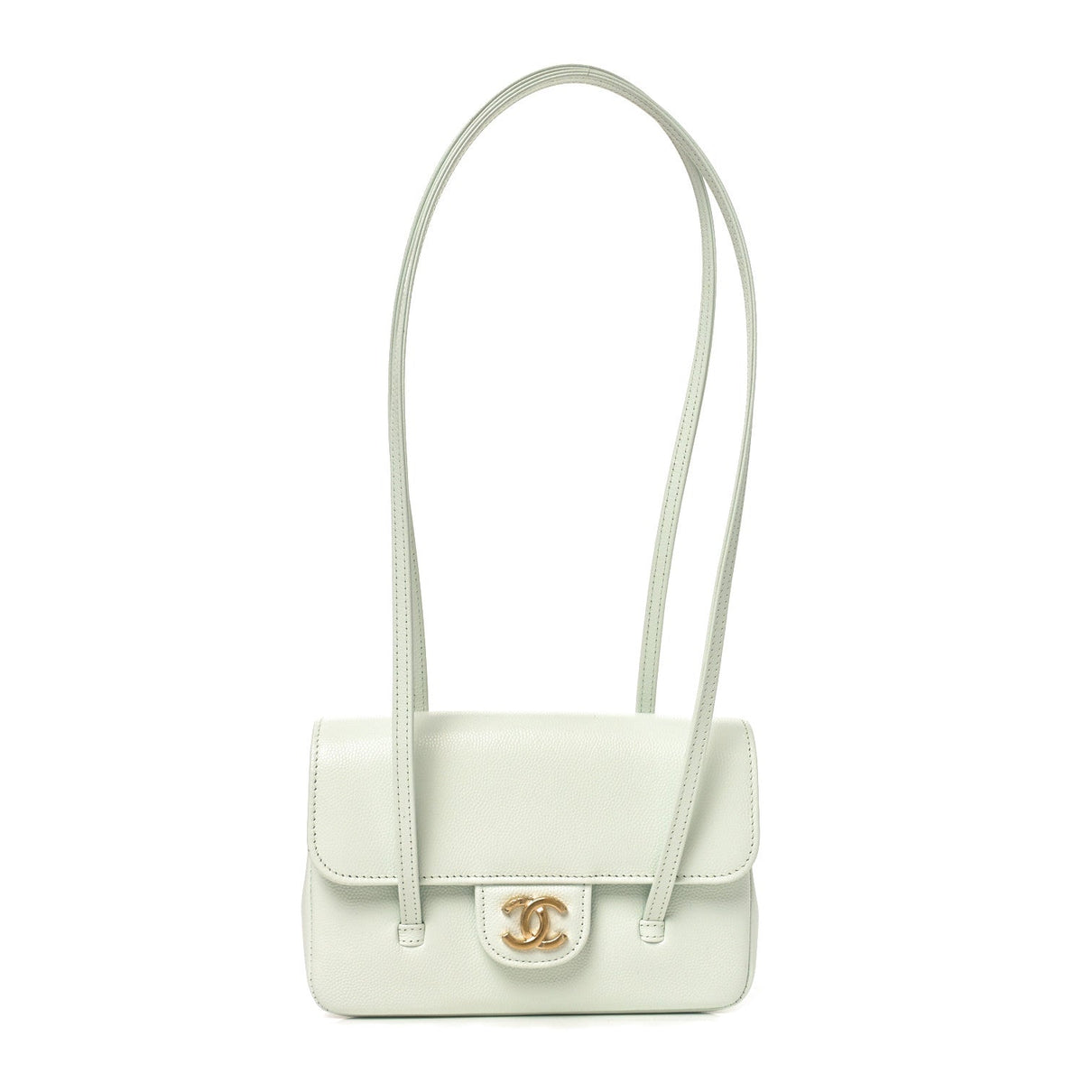 Mini Caviar Shoulder Bag - Light Blue