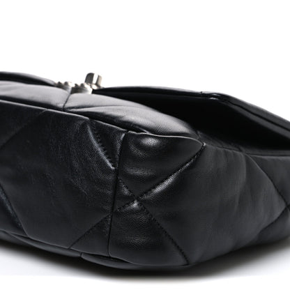 Medium Quilted Lambskin Flap Shoulder Bag - Black