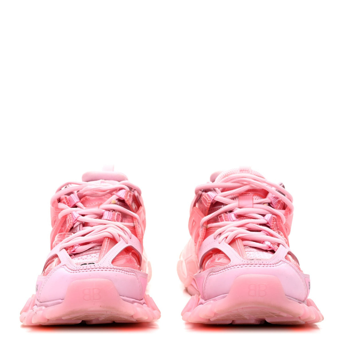 Balenciaga Fabric Mesh Women's Clear Sole Triple S Sneakers 36 Pink