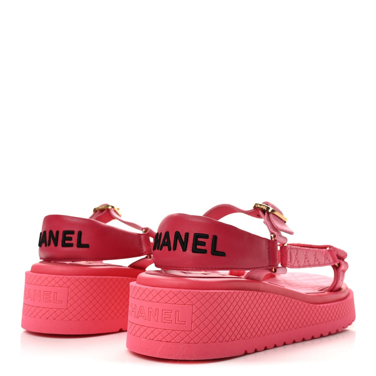 Chanel Lambskin CC Women's Platform Sandals Pink