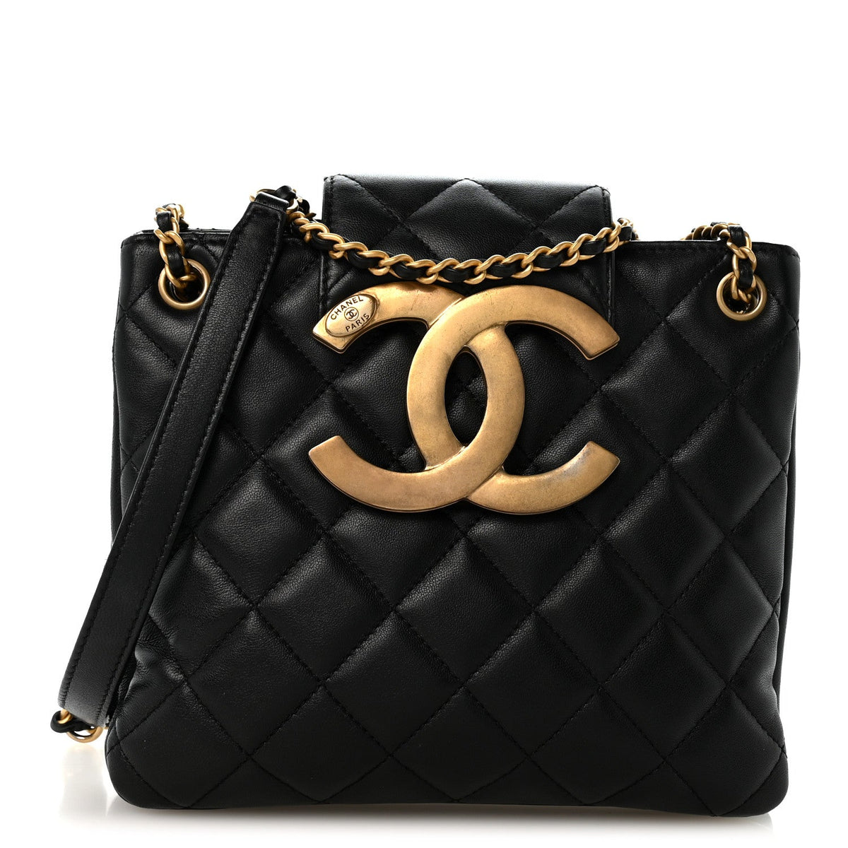 Quilted Lambskin Shoulder Bag - Black