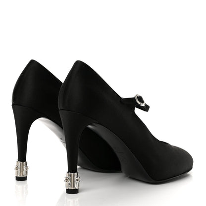 Chanel Satin Crystal Mary Jane Women's Pumps Black
