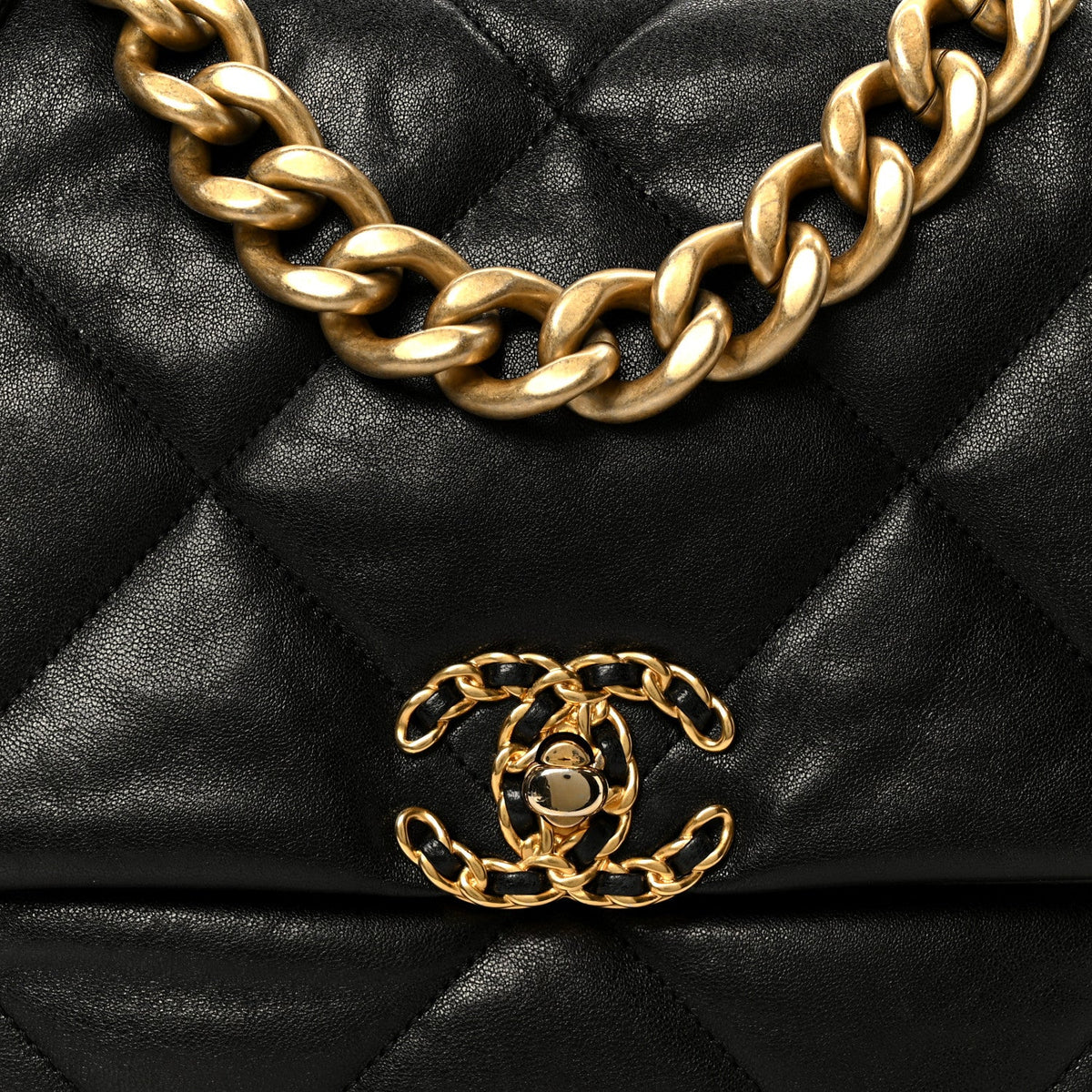 Large Quilted Goatskin Flap Shoulder Bag - Black