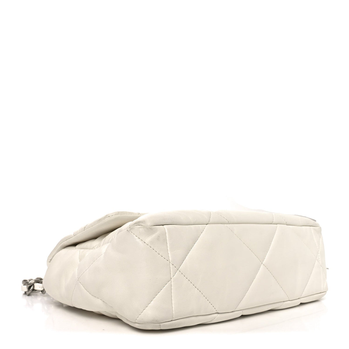 Large Quilted Flap Shoulder Bag - White