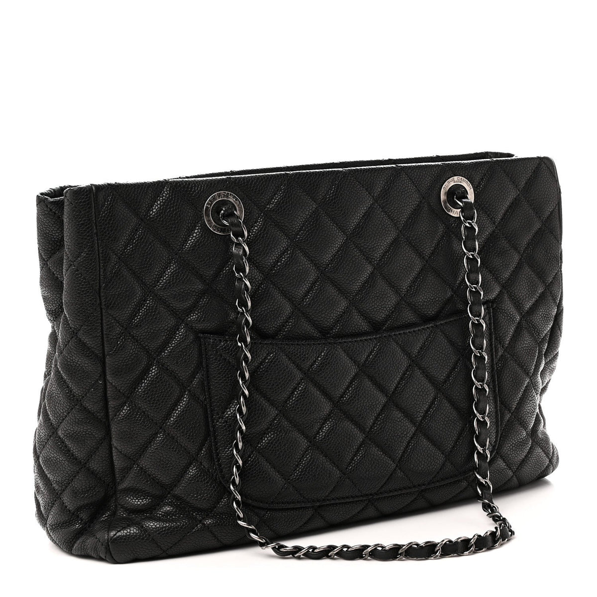 Quilted Caviar Tote Bag - Black