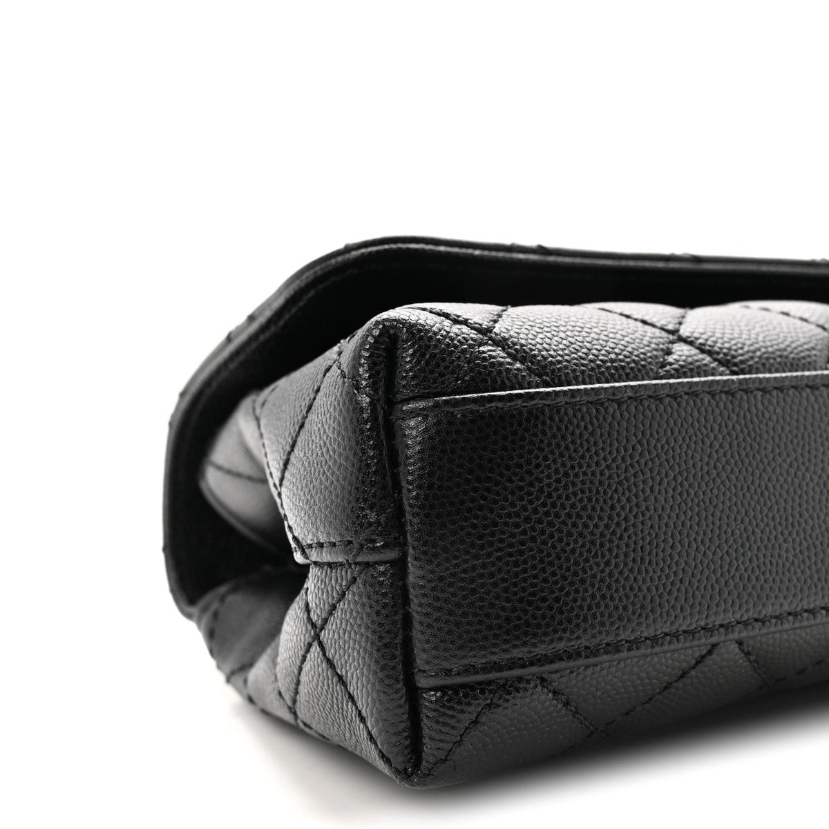 Maxi Quilted Caviar Flap Shoulder Bag - Black