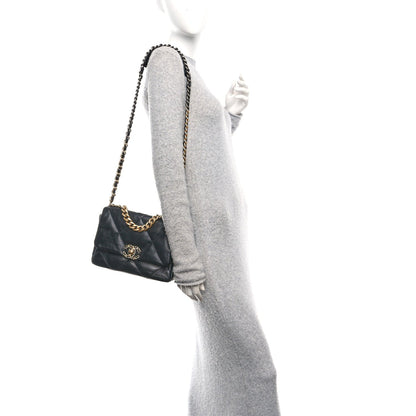 Medium Quilted Lambskin Flap Shoulder Bag - Black