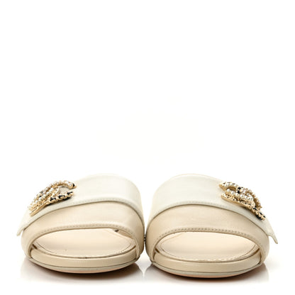 Chanel Lambskin Pearl Crystal CC Women's Mules Sandals