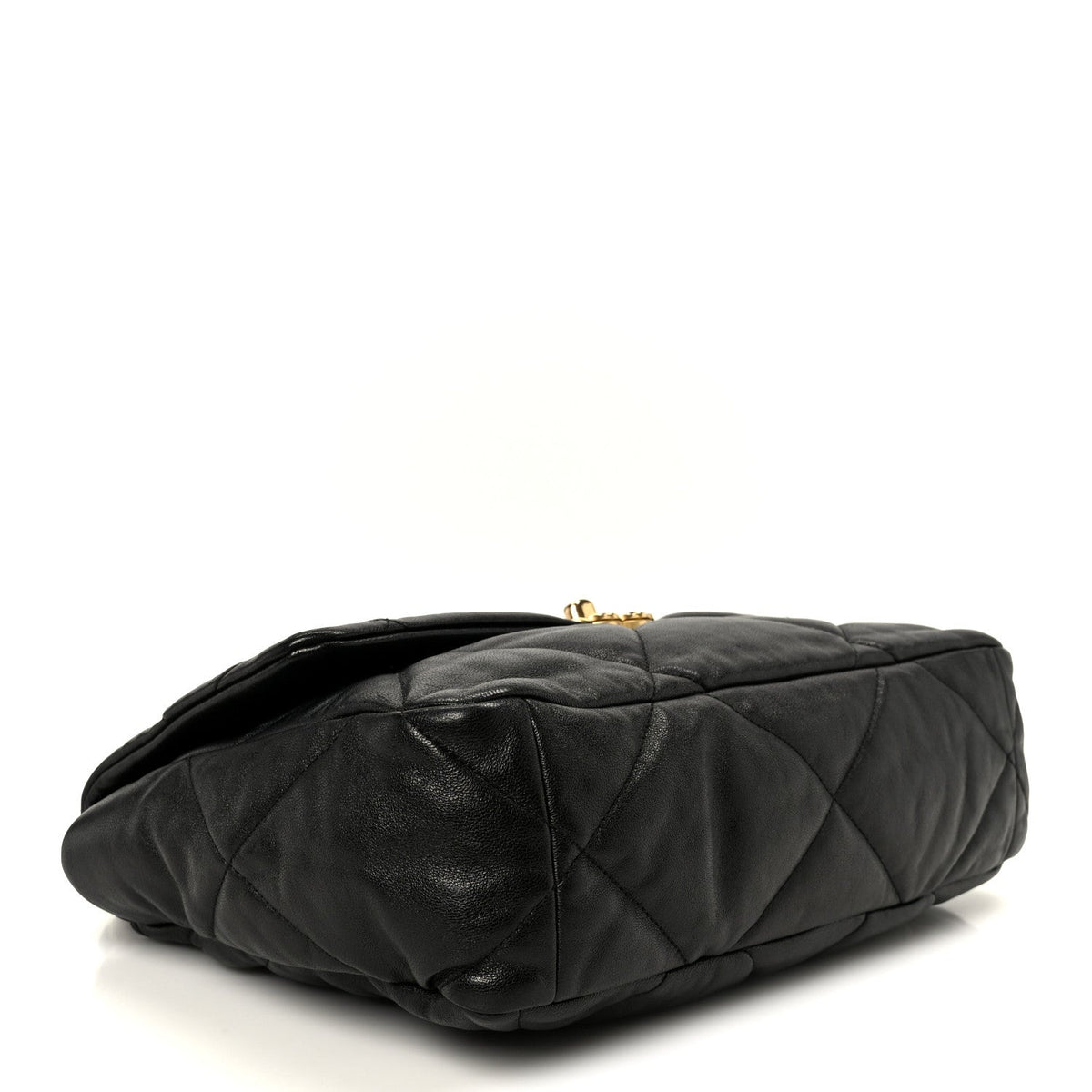 Large Quilted Goatskin Flap Shoulder Bag - Black