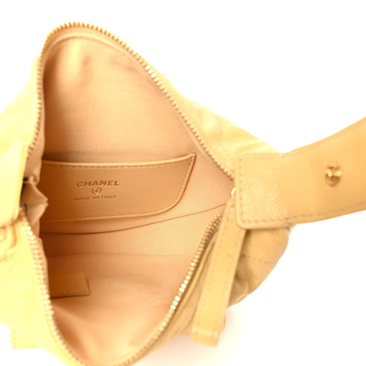 Quilted Caviar Hobo Bag - Yellow