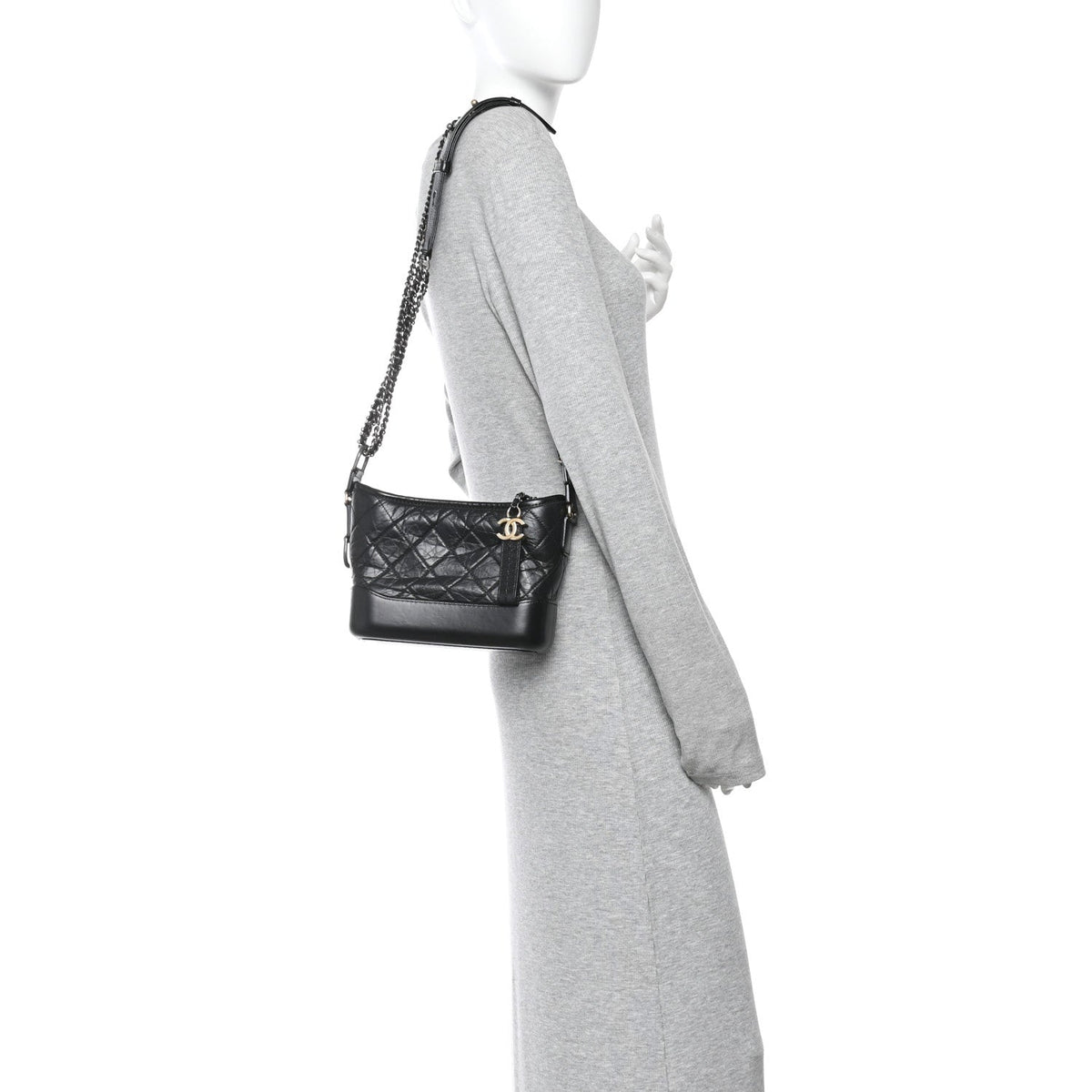 Small Quilted Calfskin Hobo Bag - Black