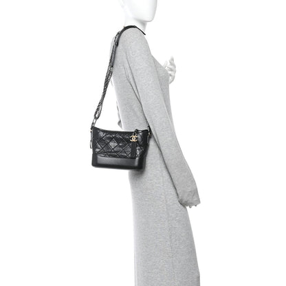 Small Quilted Calfskin Hobo Bag - Black