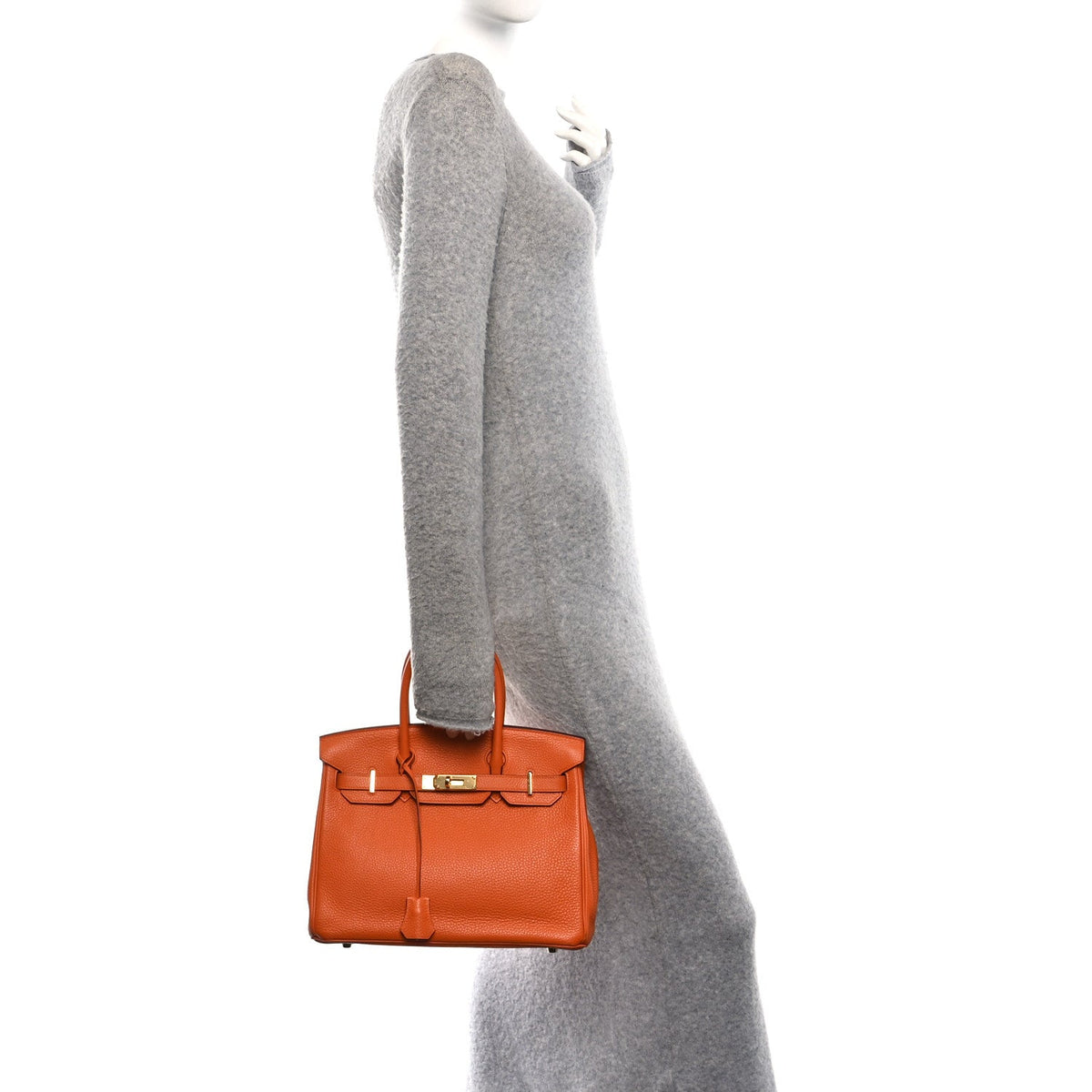 Taurillon Clemence Birkin 30 Orange Handbag