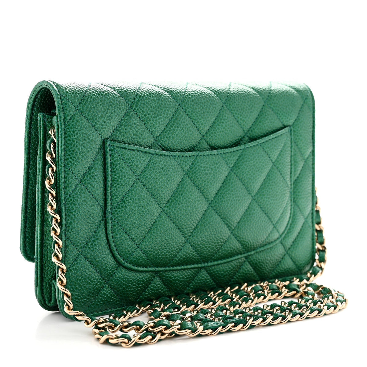Quilted Caviar Wallet Bag - Green