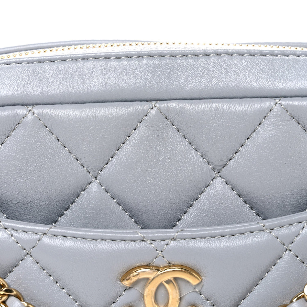 Mini Quilted Lambskin Handbag - Grey