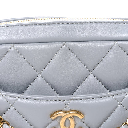 Mini Quilted Lambskin Handbag - Grey