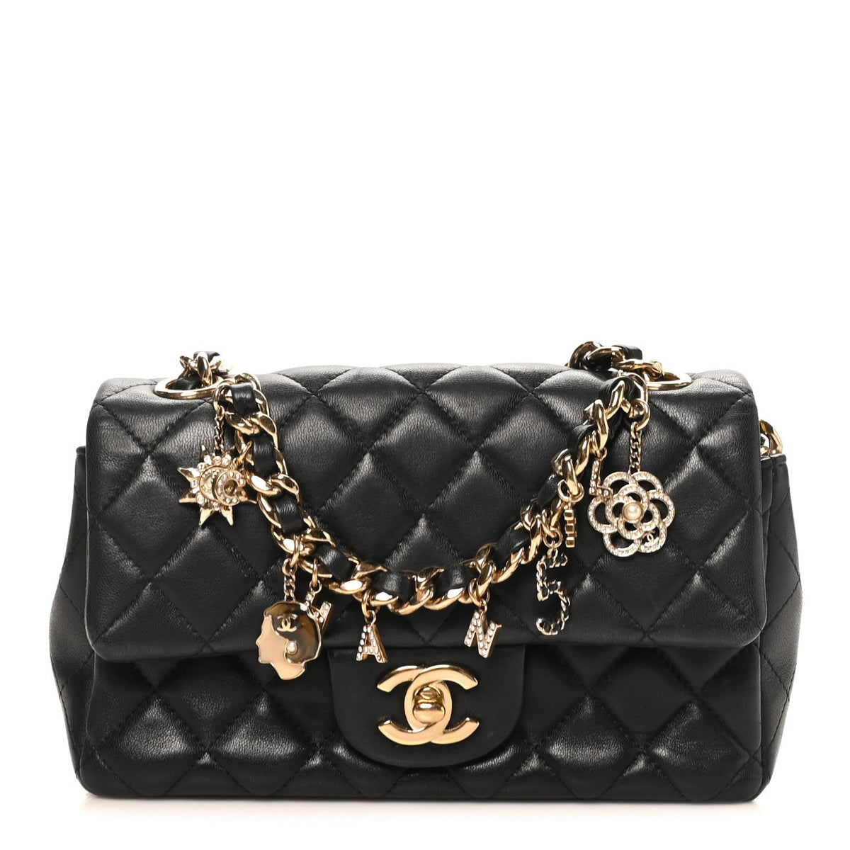 Mini Quilted Lambskin Flap Shoulder Bag - Tan