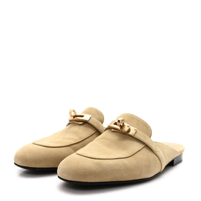 Hermes Suede Goatskin Women's Oz Mules 37 Beige Sable