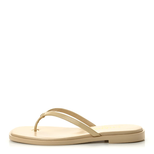 Goatskin CC Times Square Thong Sandals Beige