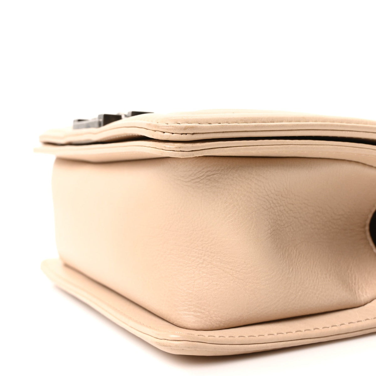 Small Calfskin Flap Shoulder Bag - Beige