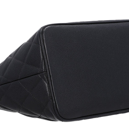 Quilted Caviar Tote Bag - Black