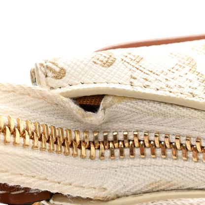 Calfskin Canvas Shoulder Bag - White
