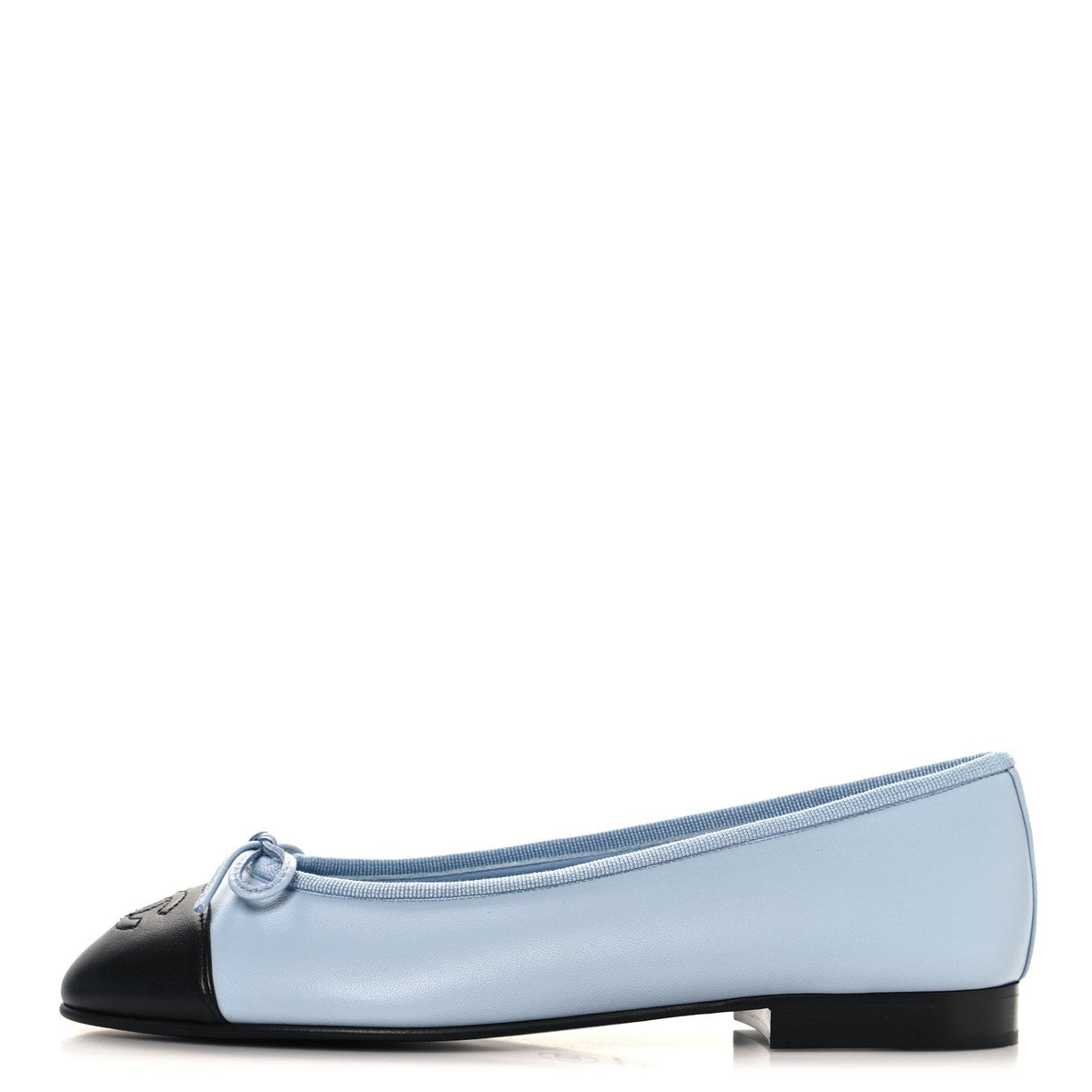 Lambskin Cap Toe CC Ballerina Flats Light Blue Black