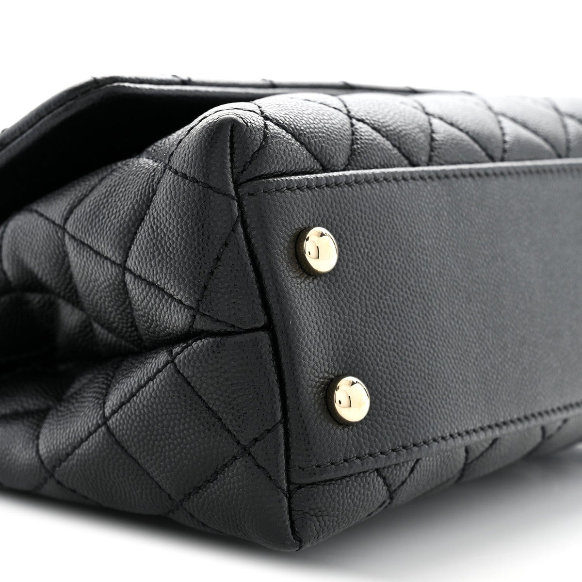 Mini Quilted Caviar Flap Shoulder Bag - Black