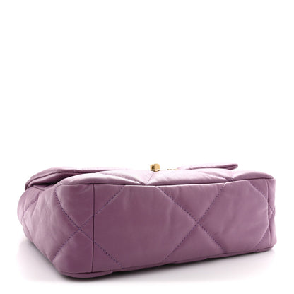 Medium Quilted Goatskin Flap Shoulder Bag - Purple