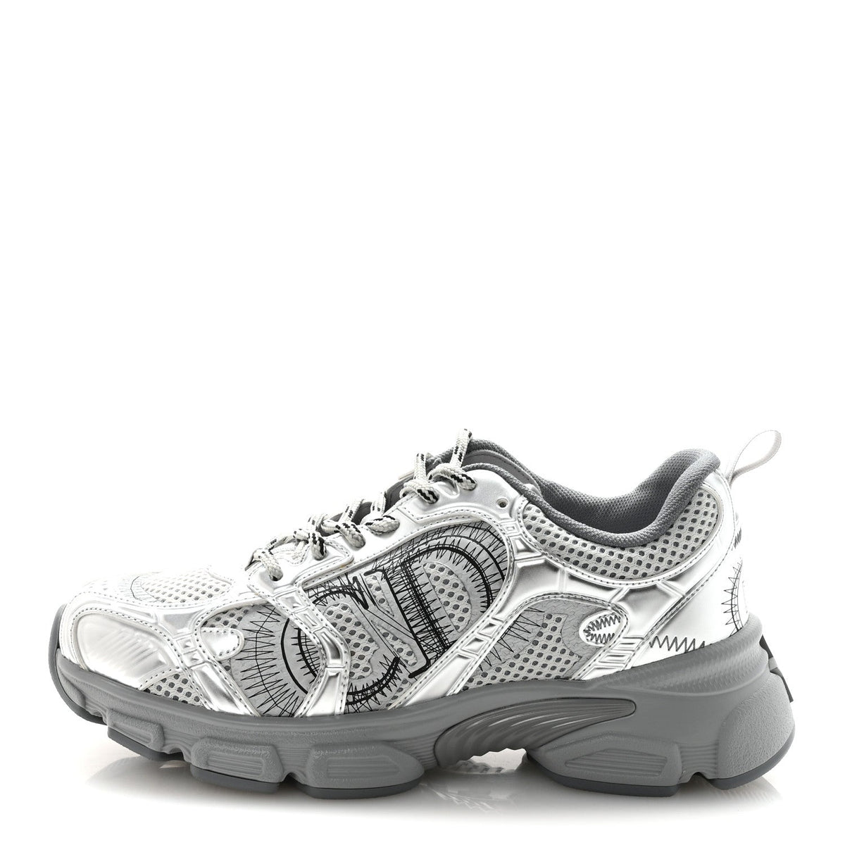 Technical Mesh Chrono Sneakers Silver