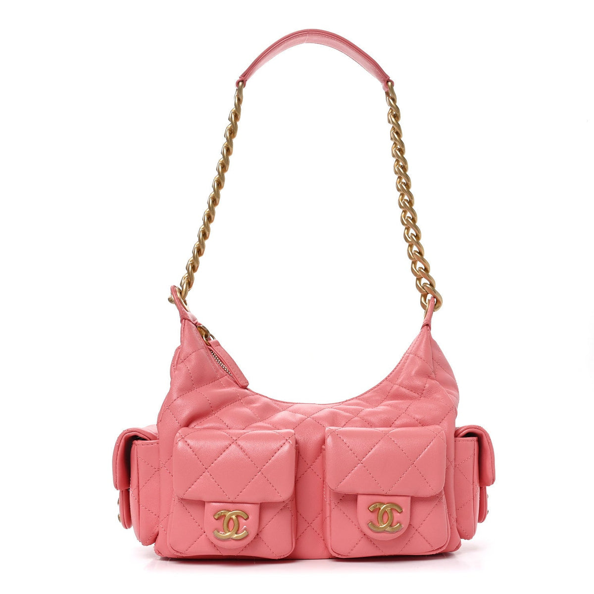 Quilted Lambskin Hobo Bag - Pink