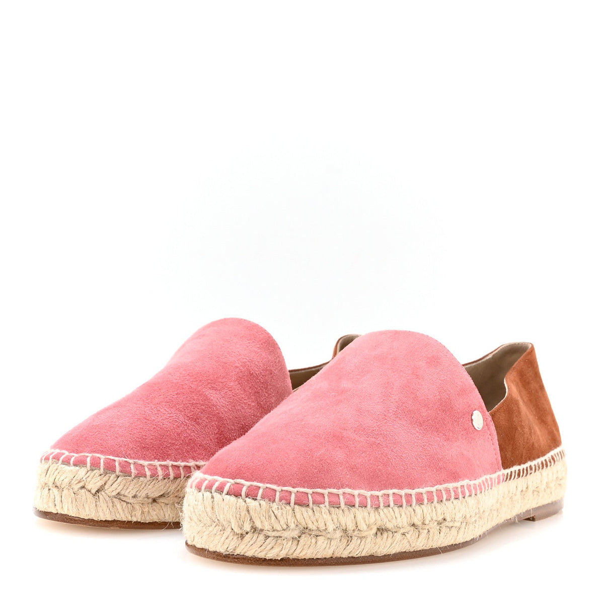 Hermes Suede Goatskin Women's Joven Espadrilles 37 Rose De Venise Gold