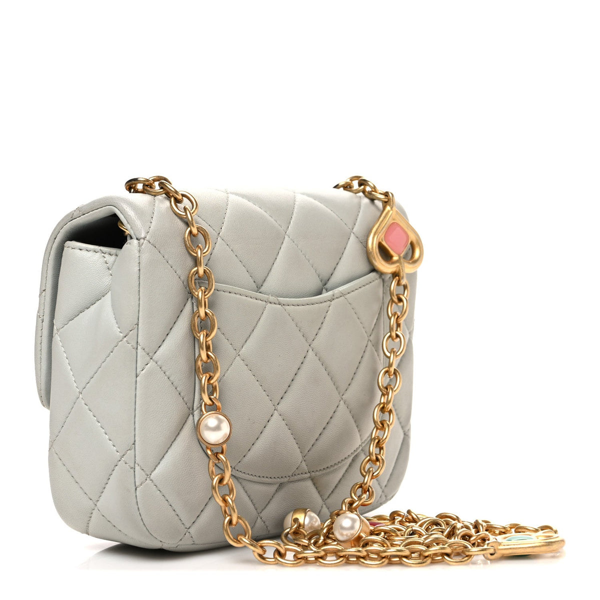 Mini Quilted Lambskin Flap Shoulder Bag - Light Blue