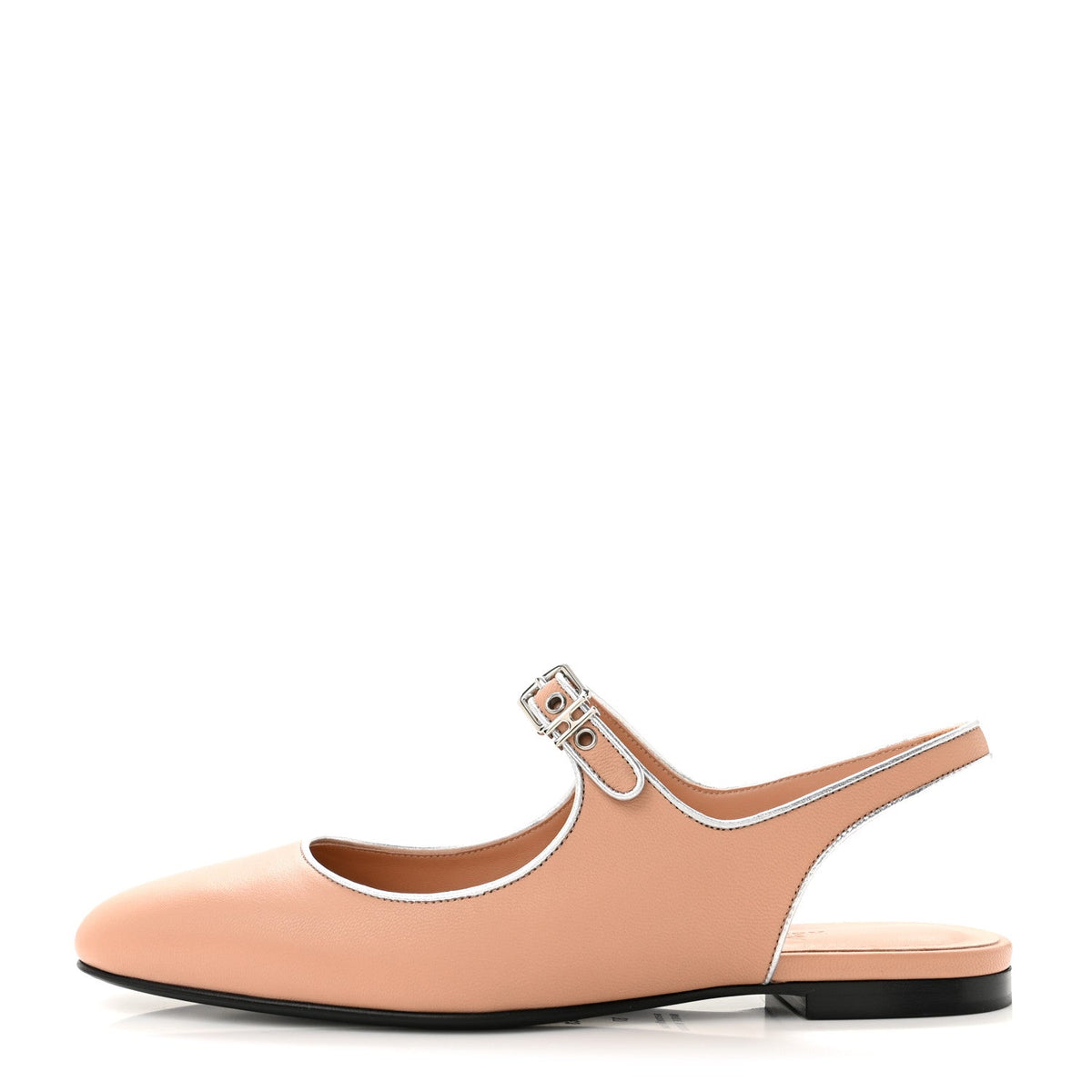 Goatskin Metallic Nappa Kleo Slingback Flats Beige Perlino Gris Argent