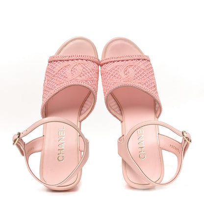 Chanel Fabric Calfskin CC Women's Platform Sandals