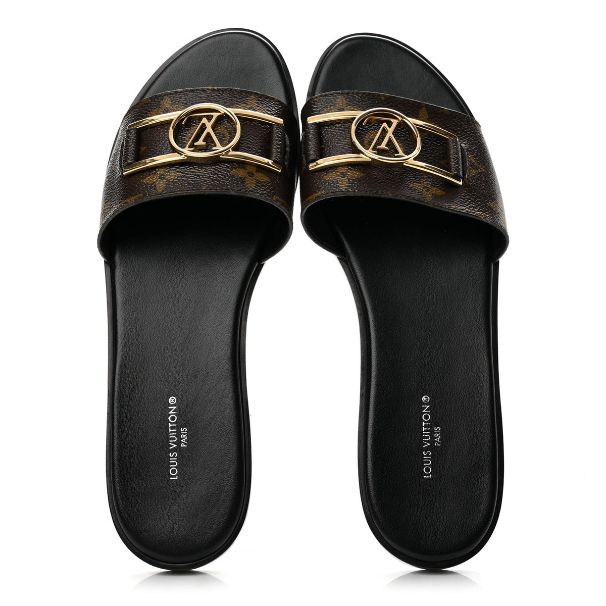 Louis Vuitton Patent Monogram Women's Lock It Flat Mules 39