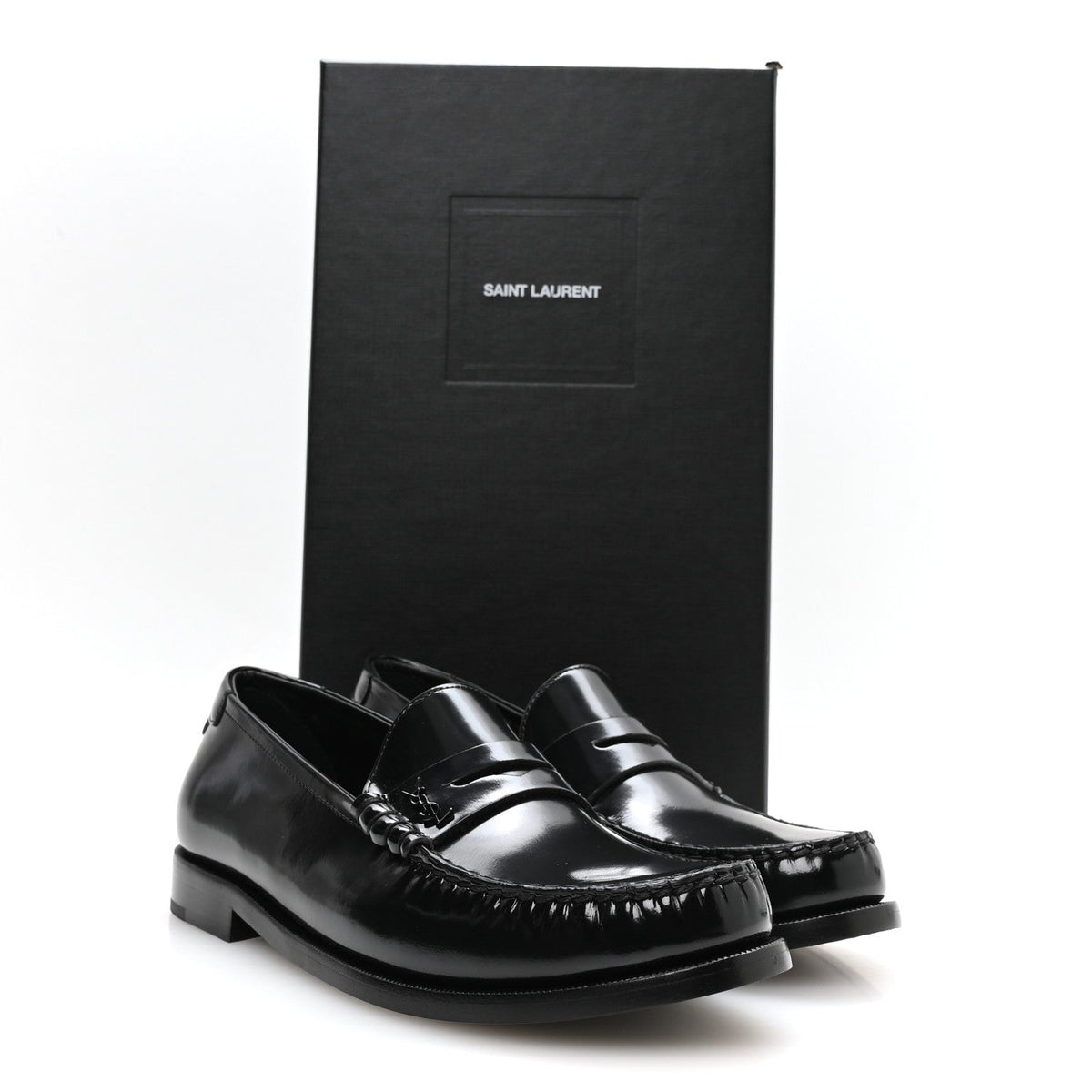 Saint Laurent Lux Calfskin Men's Le Loafer 15 Moccasins 40 Black
