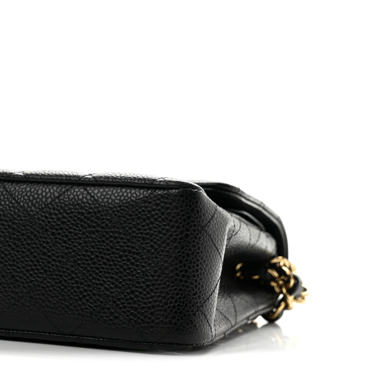 Medium Quilted Caviar Flap Shoulder Bag - Black