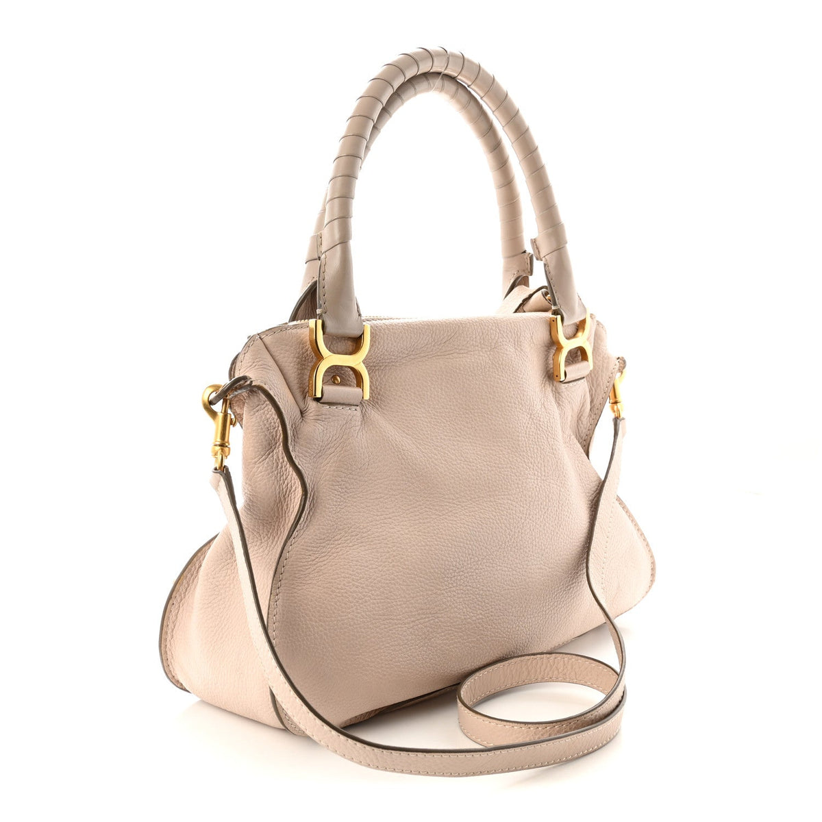 Medium Calfskin Satchel Bag - White
