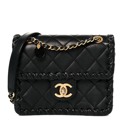 Mini Calfskin Flap Shoulder Bag - Black