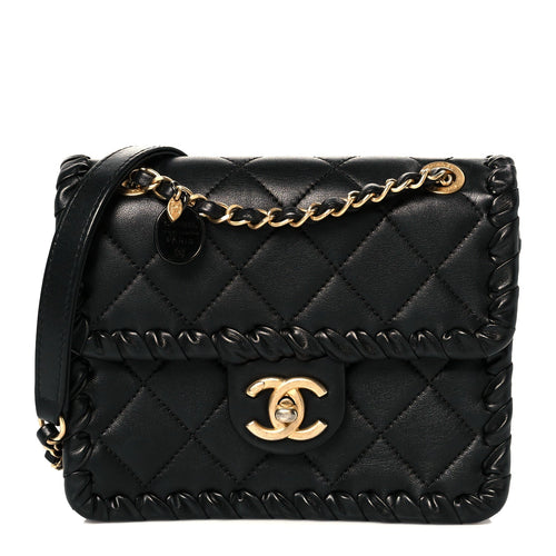 Mini Calfskin Flap Shoulder Bag - Black