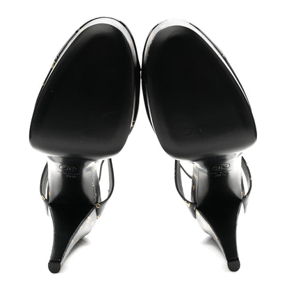 Chanel Printed Lambskin Patent Calfskin CC Platform Women's Pumps