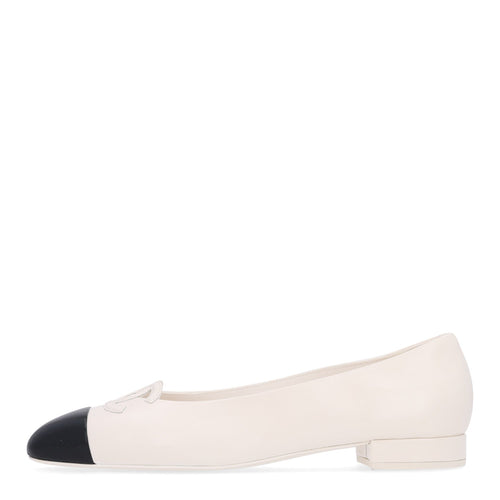 Goatskin CC Ballet Flats White Black
