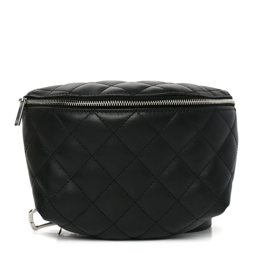 Quilted Calfskin Belt Bag - Black