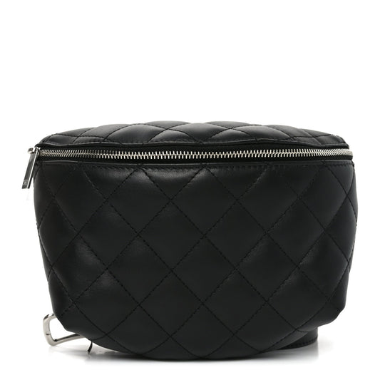 Quilted Calfskin Belt Bag - Black