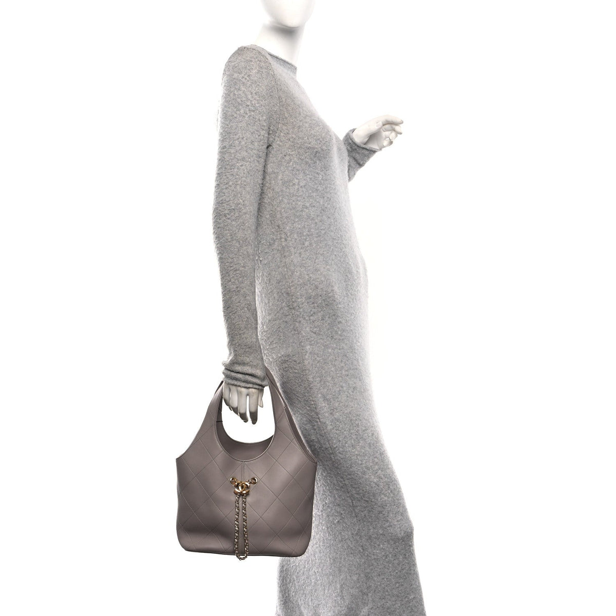 Quilted Calfskin Handbag - Grey