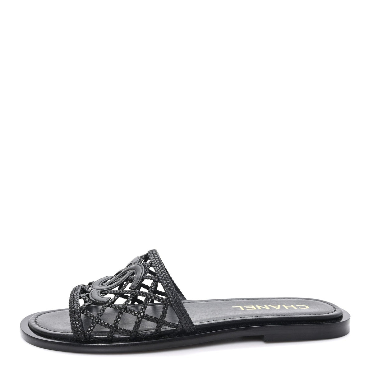 Lambskin Braided CC Mules Black
