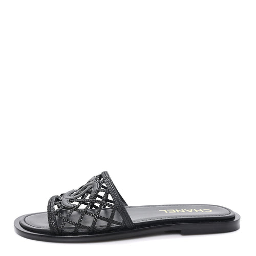 Lambskin Braided CC Mules Black