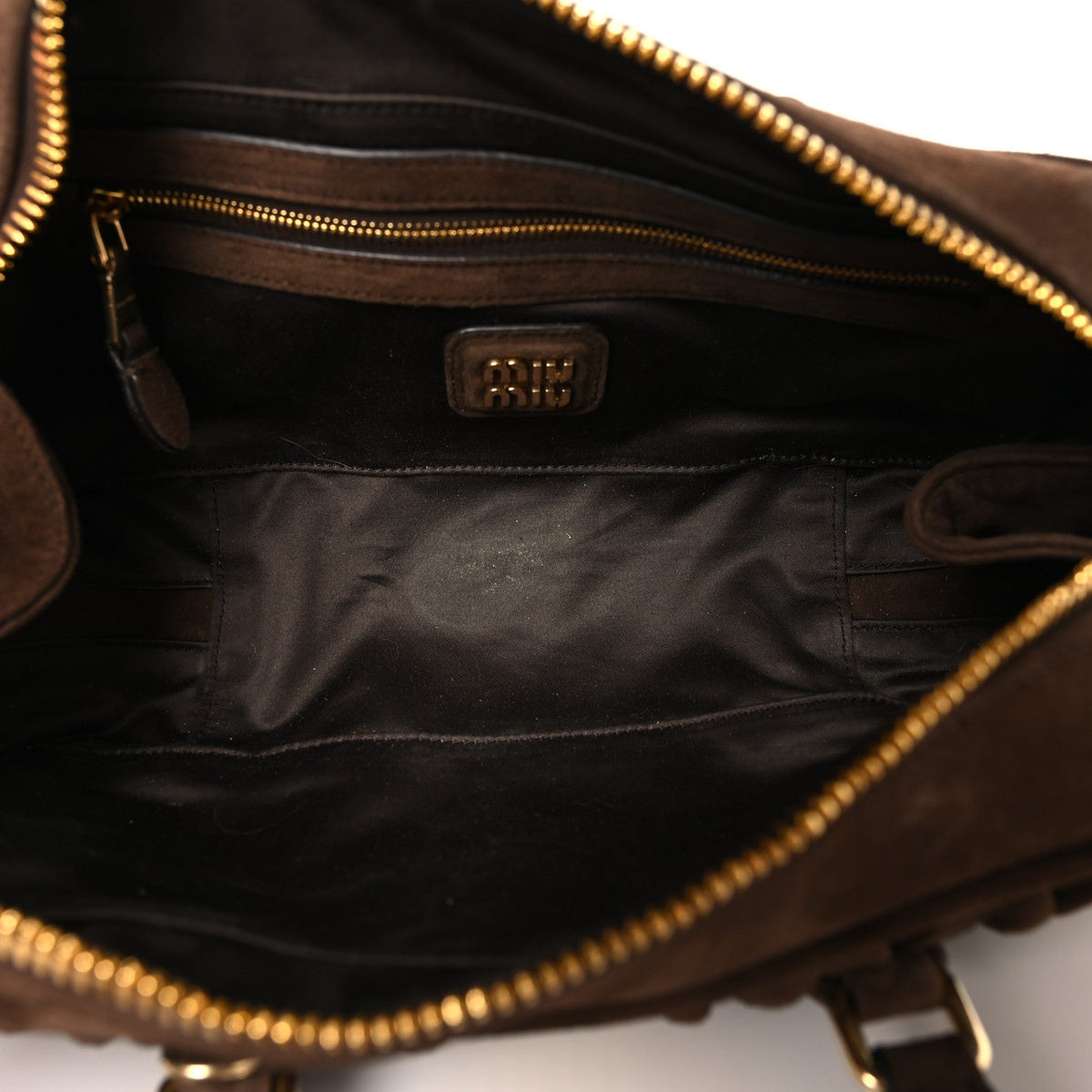 Large Suede Handbag - Brown