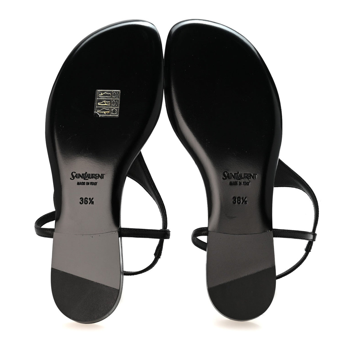 Saint Laurent Lambskin Women's Monogram Cassandra Slingback Flat Sandals 36.5 Black